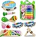 Just Wood Kids Musical Instruments 12pcs Wooden Musical Toys for Toddlers 24 with Xylophone Maracas Tambourine Educational Baby Musical Toys Birthday Gift for 2 3 4 5 Years Old Girls Boys - Image 2