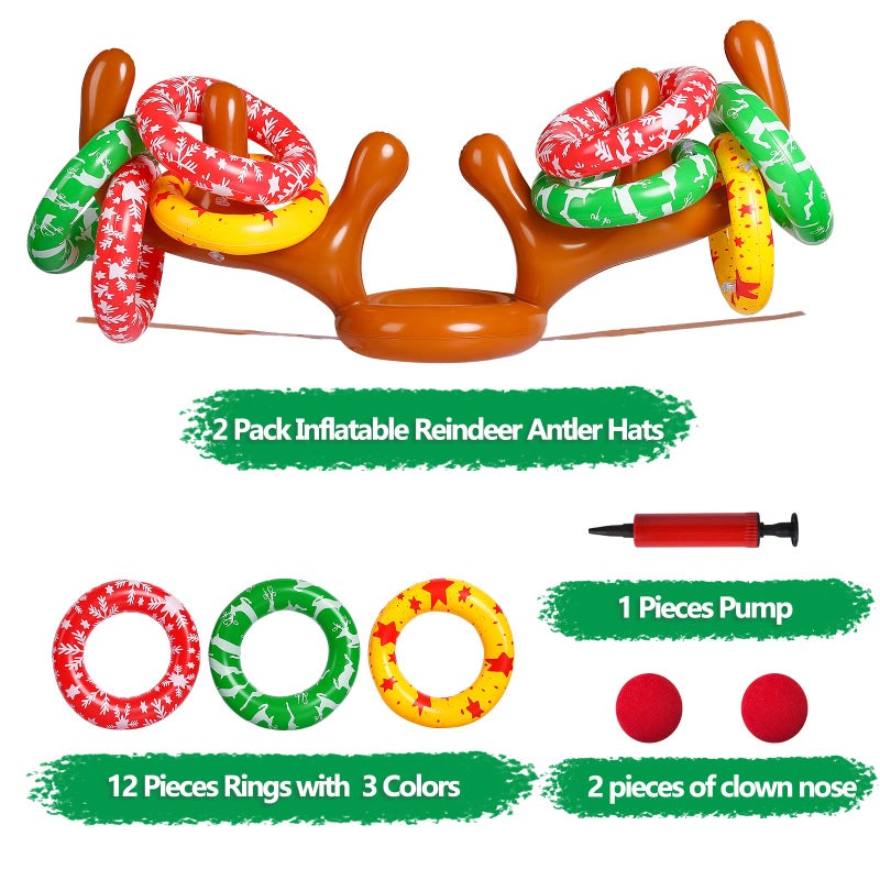 MGparty Christmas Inflatable Reindeer Antler Toss Game for Xmas Kids Teens Party Favors Supplies Outdoor Indoor Ring Toss Game - Image 3