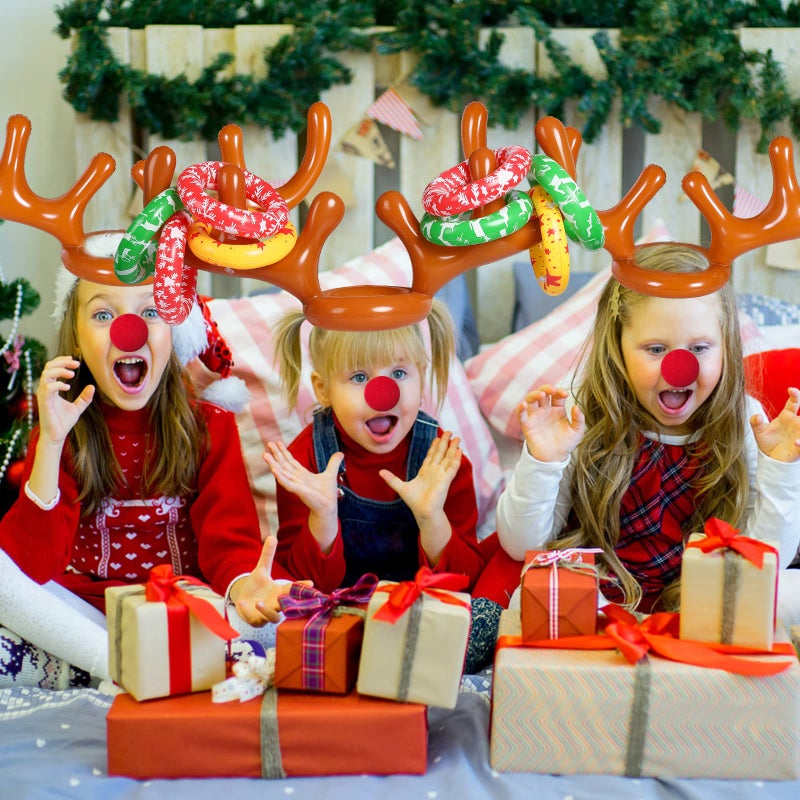 MGparty Christmas Inflatable Reindeer Antler Toss Game for Xmas Kids Teens Party Favors Supplies Outdoor Indoor Ring Toss Game - Image 5