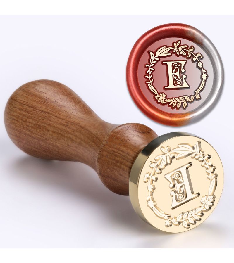1 Set Wax Seal Stamp Wreath Letter C Pomelo Wood Handle Clasp 26 English Letter Fire Paint Seal For Wedding Invitations Envelope Cards Gift Packaging Scrapbooks - Image 5