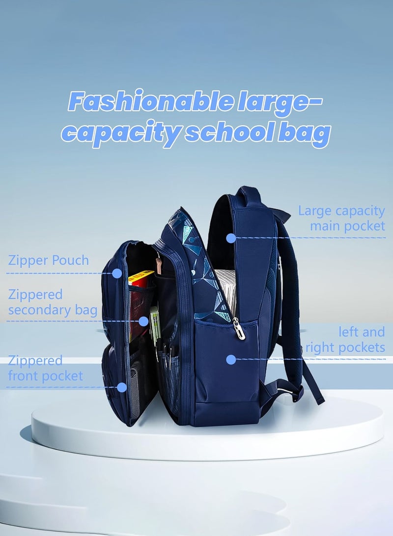School Bag for Boys – Lightweight, Water-Resistant Backpack for Kids, Large Capacity with Multiple Compartments, Breathable Fabric, Comfortable Pressure-Reducing Design, Ideal for School, Travel & Everyday Use  - Image 4