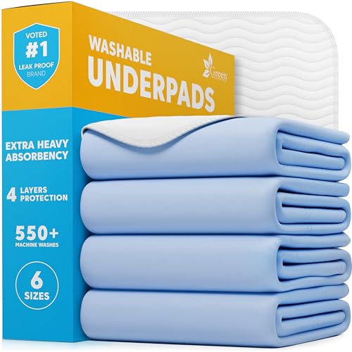 GREEN LIFESTYLE Washable Underpads - Large Bed Pads for use as Incontinence Bed Pads, Reusable Pet Pads, Great for Dogs, Cats, Bunny, Seniors Bed Pad (Pack of 4 - 34x36) - Image 1