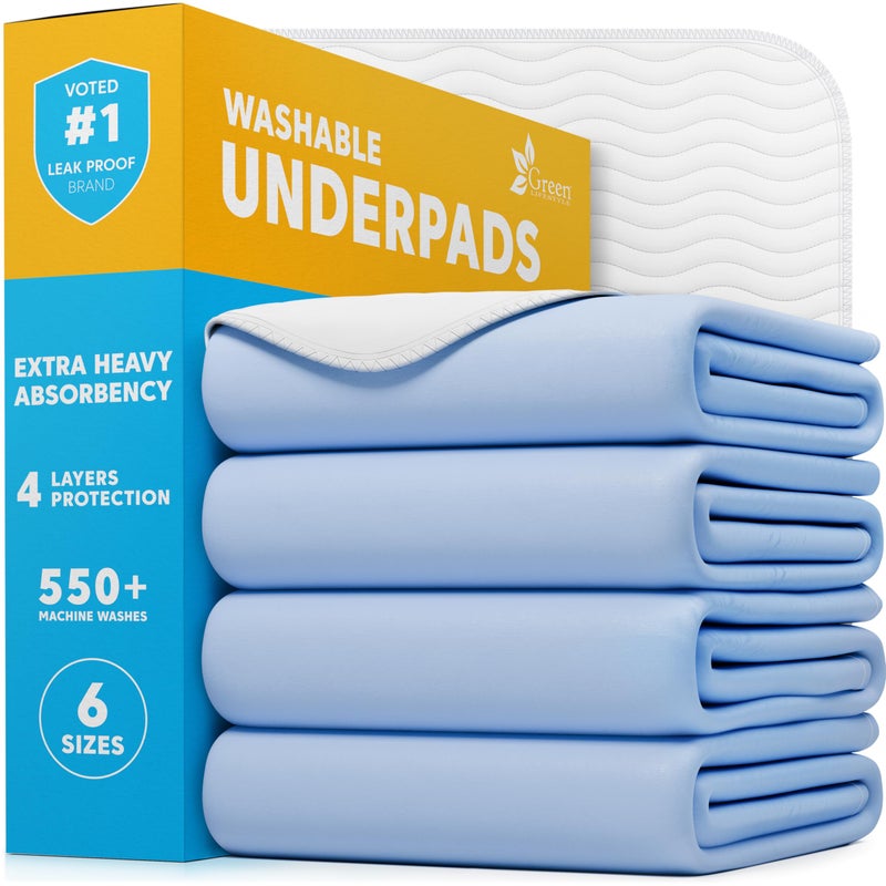 GREEN LIFESTYLE Washable Underpads - Large Bed Pads for use as Incontinence Bed Pads, Reusable Pet Pads, Great for Dogs, Cats, Bunny, Seniors Bed Pad (Pack of 4 - 34x36) - Image 2
