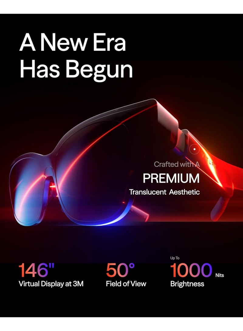 VITURE نظارات VITURE Luma AR/XR — شاشة فائقة الوضوح 1200 بكسل بحجم 146 بوصة، مجال رؤية 50 درجة، ثلاثية الأبعاد، طبقة كهروكرومية، إمكانية تعديل التعتيم، نظارات ذكية لأجهزة iPhone 17/16/15، Android، Mac، PC، Steam Deck، PS5، Switch، Switch 2 - Image 3