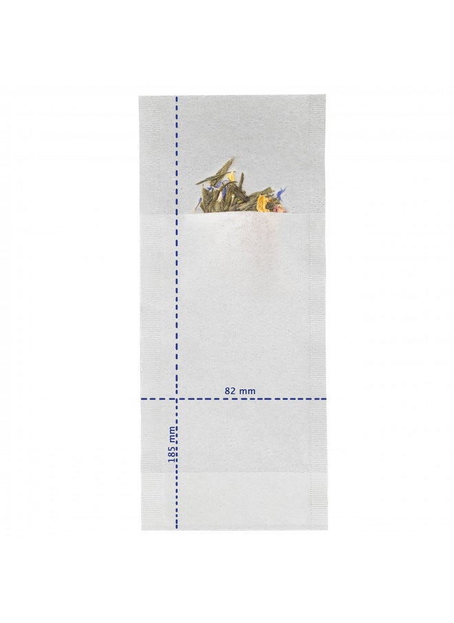 Finum Disposable Paper Tea Filter Bags for Loose Tea, White, Large, 100 Count