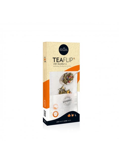 Finum Disposable Paper Tea Filter Bags for Loose Tea, White, Large, 100 Count
