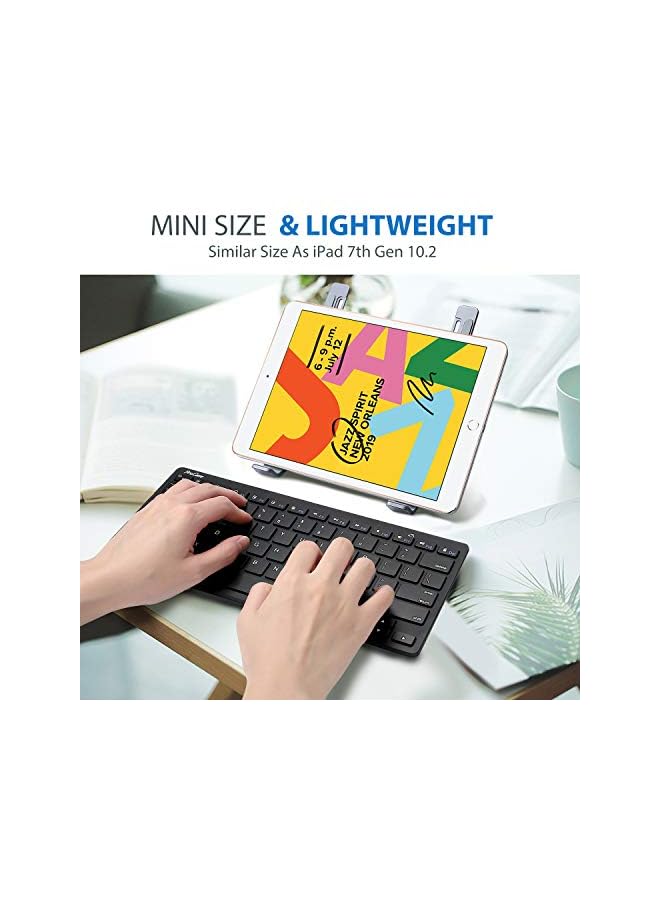 Procases Wireless Keyboard For Ipad Android Tablets Smartphone, Mini Small Slim Compact Portable Keyboard For Iphone Ipad Imac Cellphone Surface Laptop Smart Tv (Battery Operate)-Black - Image 2