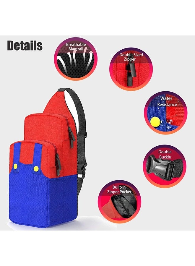 ShebSheb Cute Crossbody Bag  for Nintendo Switch/2/Lite/OLED, Small Sling Portable Waterproof Backpack Carrying Crossbody Shoulder Chest Gaming Bag Case for NS SD Console Dock Joy-Cons Accessories Storage  - Image 5