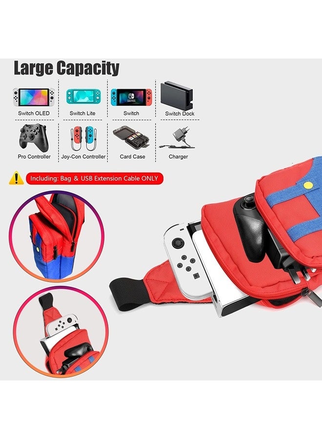 ShebSheb Cute Crossbody Bag  for Nintendo Switch/2/Lite/OLED, Small Sling Portable Waterproof Backpack Carrying Crossbody Shoulder Chest Gaming Bag Case for NS SD Console Dock Joy-Cons Accessories Storage  - Image 3