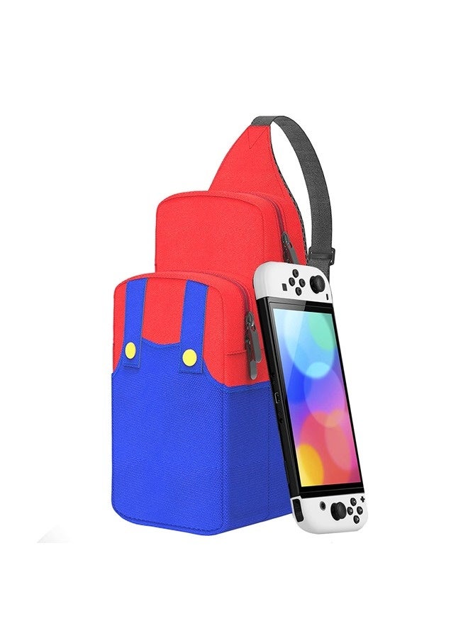ShebSheb Cute Crossbody Bag  for Nintendo Switch/2/Lite/OLED, Small Sling Portable Waterproof Backpack Carrying Crossbody Shoulder Chest Gaming Bag Case for NS SD Console Dock Joy-Cons Accessories Storage  - Image 1