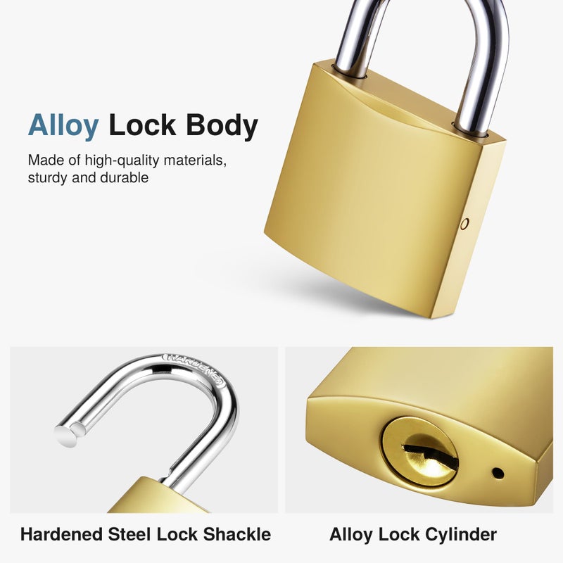 Puroma 2 Pack Keyed Padlocks Waterproof Small Lock, 33mm Locker Lock with Keys for Backpack, Luggage, School Gym Locker, Jewelry Box, Diary Book, Laptop Bags - Image 3