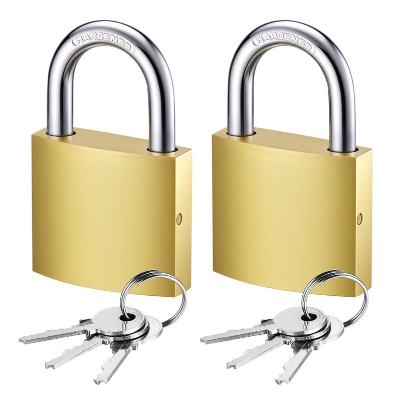 Puroma 2 Pack Keyed Padlocks Waterproof Small Lock, 33mm Locker Lock with Keys for Backpack, Luggage, School Gym Locker, Jewelry Box, Diary Book, Laptop Bags - Image 1