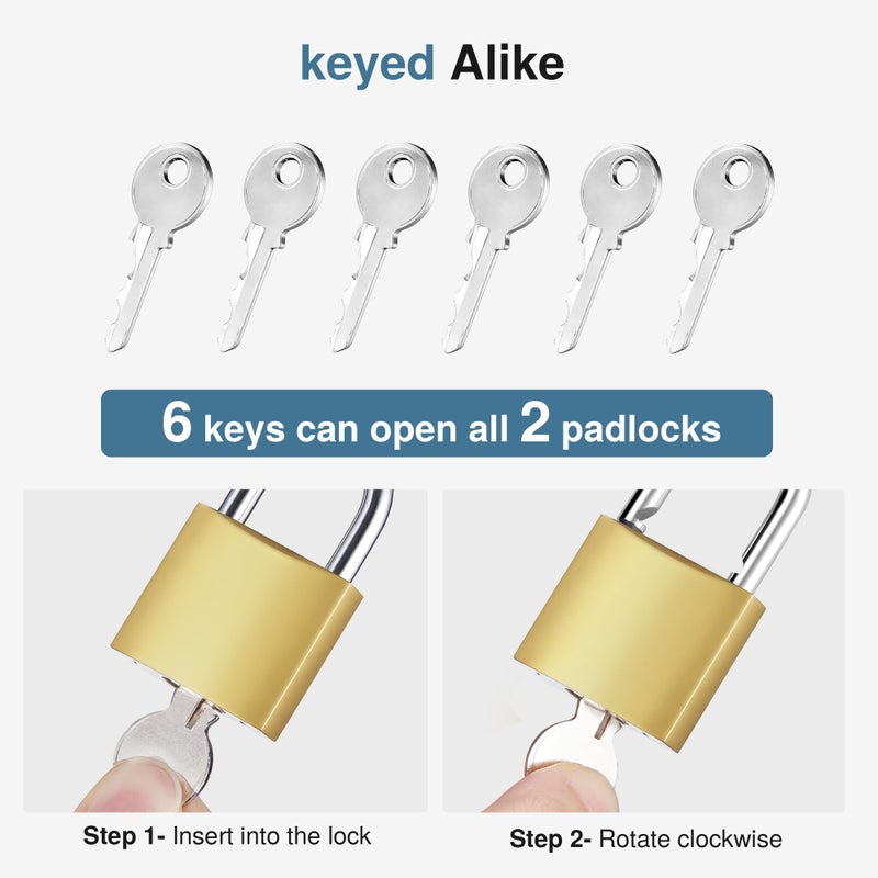Puroma 2 Pack Keyed Padlocks Waterproof Small Lock, 33mm Locker Lock with Keys for Backpack, Luggage, School Gym Locker, Jewelry Box, Diary Book, Laptop Bags - Image 4