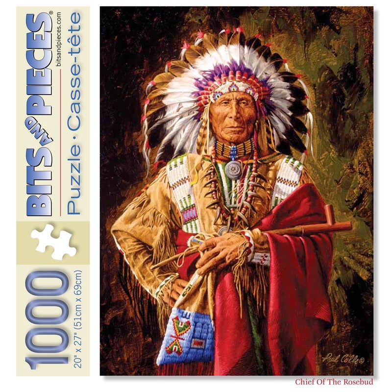 Bits and Pieces â€“ Chief of The Rosebud Jigsaw Puzzle for Adults â€“ Native American Portrait by Paul Calle â€“ Historical Artwork, Educational and Fun Puzzle Experience (1000 Piece Puzzle 20" x 27") - Image 2