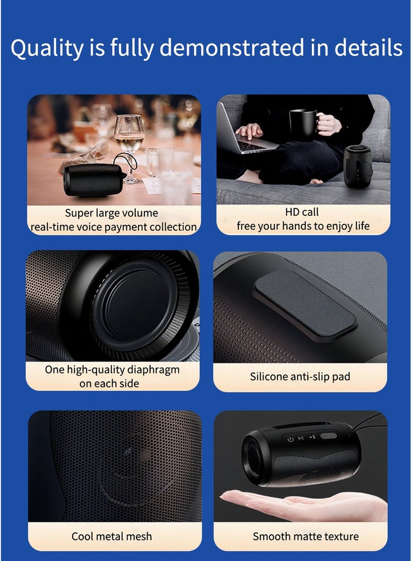Portable Bluetooth Speaker, 20H Playtime, IPX 5 Waterproof and Dustproof，Wireless Stereo Pairing, Supports Bluetooth, TF Card, USB Drive, and FM Radio，Ideal for Home, Outdoors, Hiking Black - Image 4