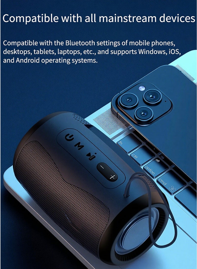 Portable Bluetooth Speaker, 20H Playtime, IPX 5 Waterproof and Dustproof，Wireless Stereo Pairing, Supports Bluetooth, TF Card, USB Drive, and FM Radio，Ideal for Home, Outdoors, Hiking Black - Image 5