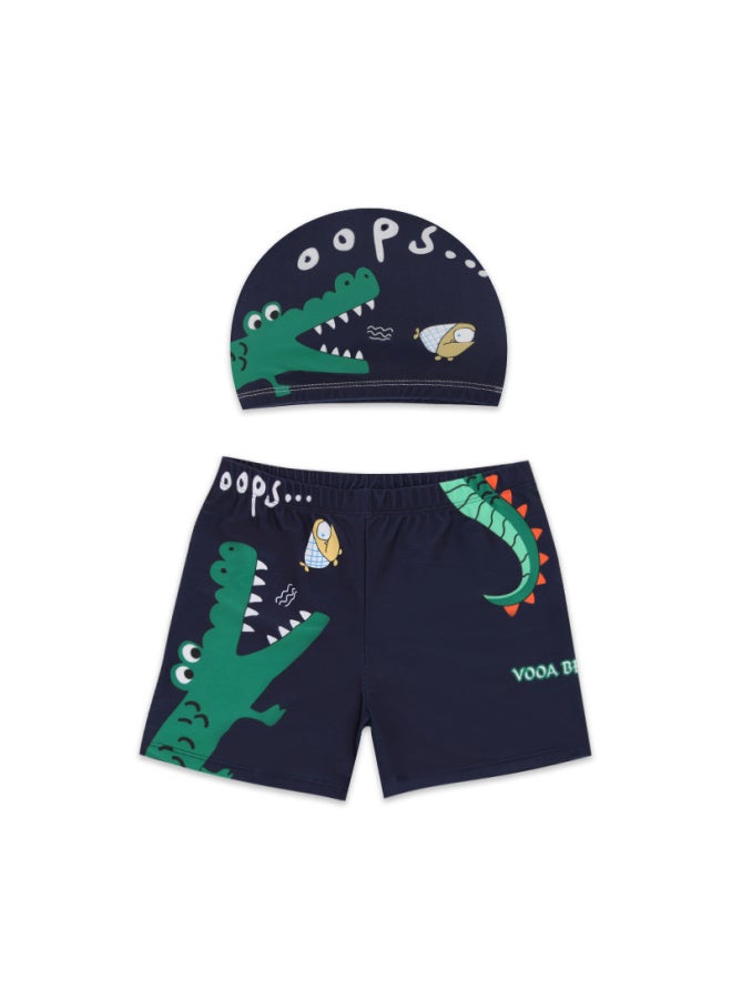 LORIA Children's Swimsuit Baby Cartoon Swimsuit Boy Swimsuit Medium And Large Children Hot Spring Swimming Trunks Swimming Cap Baby - Image 1
