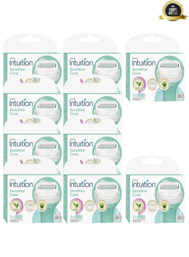 Intuition 10 Pieces 3-Piece Intuition Sensitive Care Moisturizing Razor Blade Refills Multicolour 10grams - Image 1