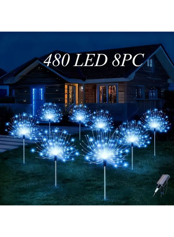 أضواء حديقة الطاقة الشمسية للألعاب النارية 480 LED انفجار نجمي 8 أوضاع ديكور خارجي أبيض - Image 1