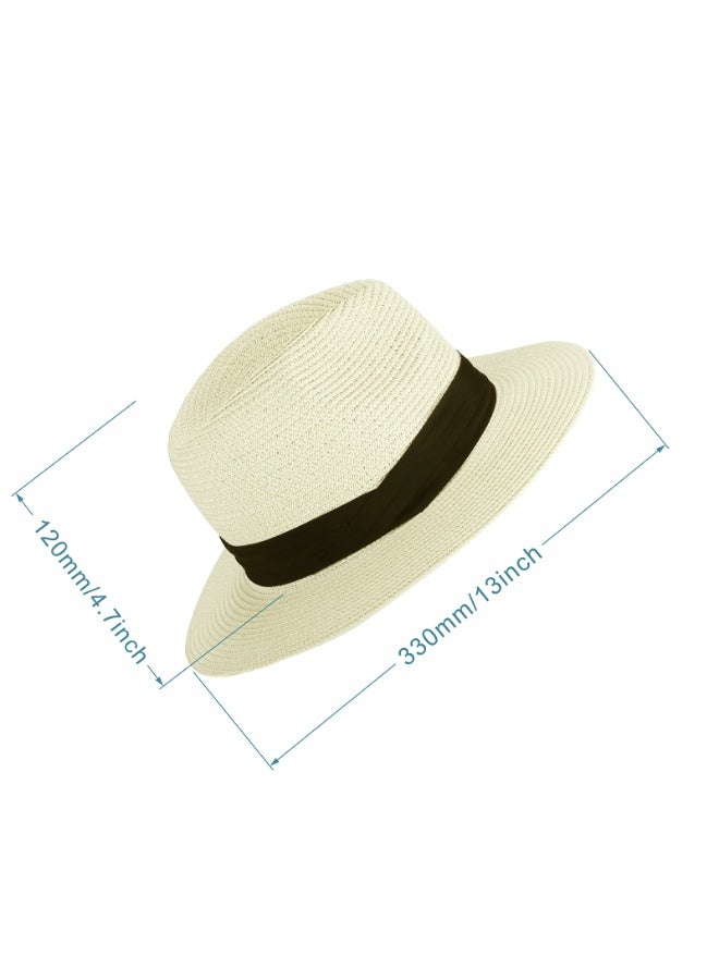 Women Wide Brim Straw Beach Sun Hat Roll up Hat - Image 4
