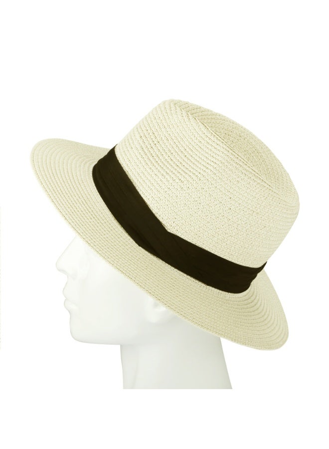 Women Wide Brim Straw Beach Sun Hat Roll up Hat - Image 3