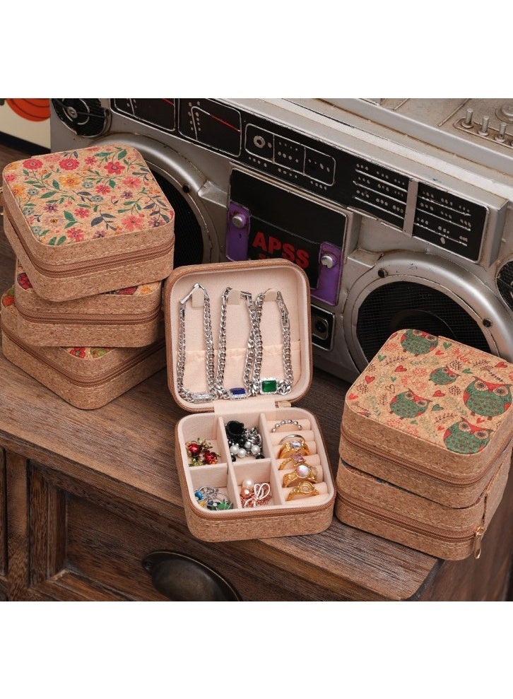 صندوق تخزين مجوهرات صغير محمول للسفر. طراز بوهيمي، تصميم شبكي قديم بتسعة مربعات. تخزين السفر الأساسي - Image 5