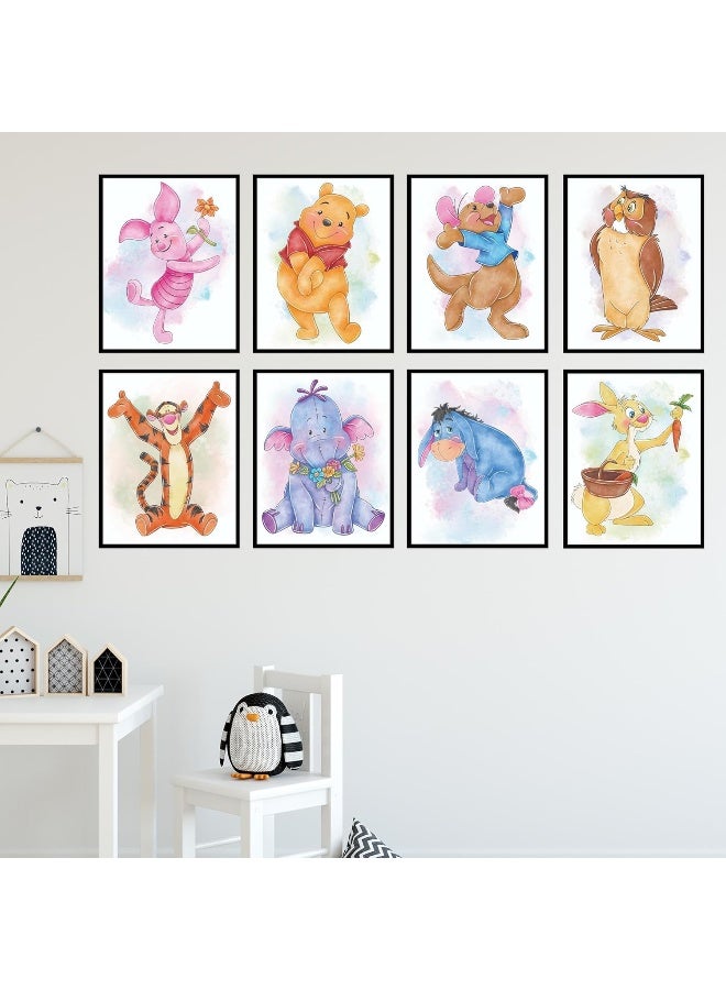 BigWig Prints ALAYRA Winnie the Pooh Nursery Decor - Winnie The Pooh Poster, Baby Shower Decorations, Poo Bear Nursery Decor Wall Art, Piglet, Tigger, Eeyore, Rabbit, Owl, Roo - Set of 8 (8x10) Unframed - Image 4