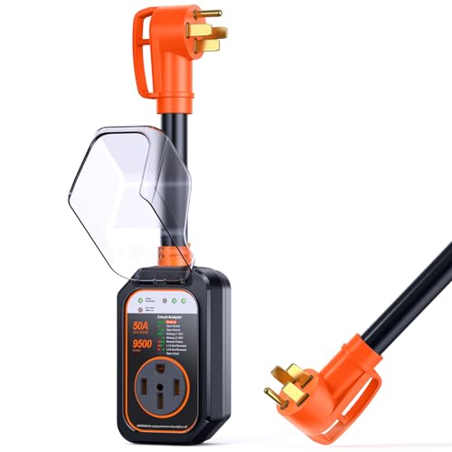 GEARGO RV Surge Protectors 50 Amp Waterproof, [2025 New Upgraded] RV Circuit Analyzer, Full Protection RV Adapter Plug for Camper(Orange) - Image 1