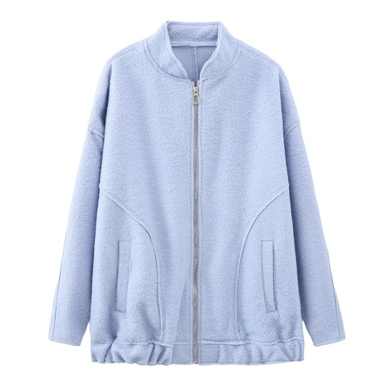 ZA cross-border foreign trade European and American womens clothing wholesale 2024 spring new European and American style pilot jacket jacket Light blue 