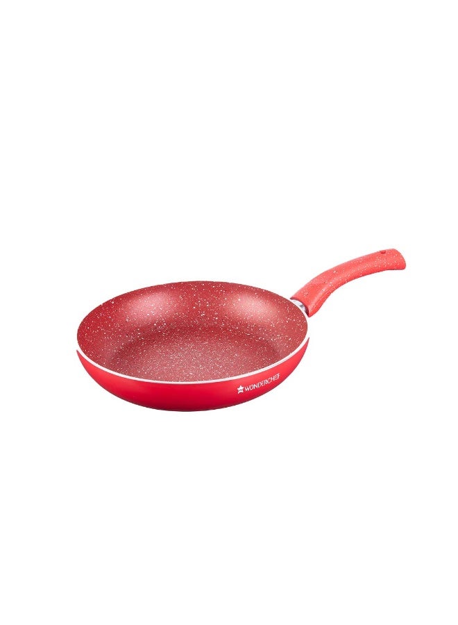 Wonderchef Granite 3 Pc Non-Stick Cookware Set for Kitchen, Fry Pan 26cm, Wok with Lid 26cm, Dosa Tawa 26cm, Non-Toxic PFOA Free, Low-Oil Cooking, Gas Stove & Induction Friendly, 2-Yr Warranty, Red - Image 2