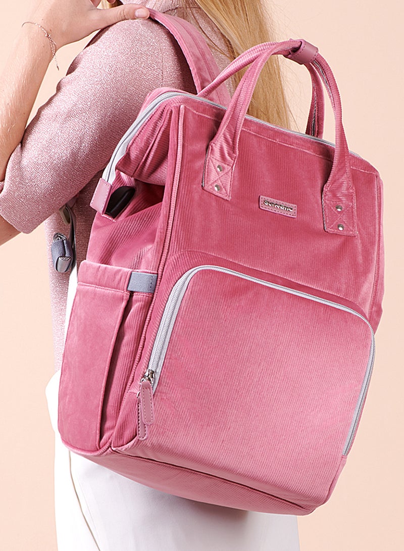 Sunveno Diaper Bag Corduroy - Pink Pink - Image 2