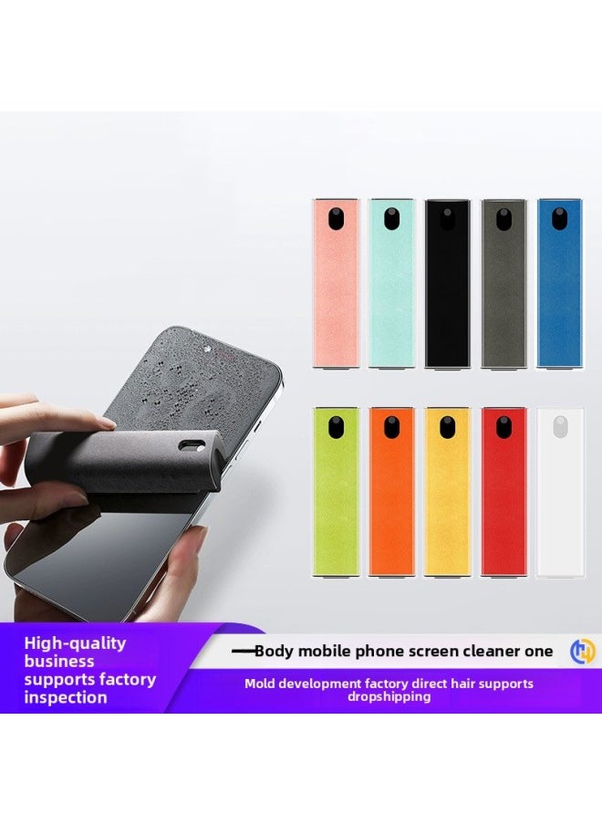 Direct Portable Mobile Phone Screen Cleaner Spray Wipe Integrated Laptop Display Cleaner-Color:Black-transparent PC Shell Color Box