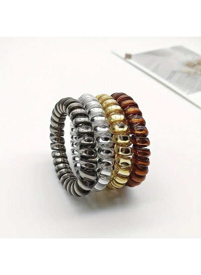 EPARTY 4 قطع أربطة شعر معدنية مرنة لتثبيت ذيل الحصان إكسسوارات موضة عصرية للحفلات بأسلوب أنيق أربطة حلزونية بألوان متعددة بدون تجاعيد مرنة بدون تجاعيد - Image 2