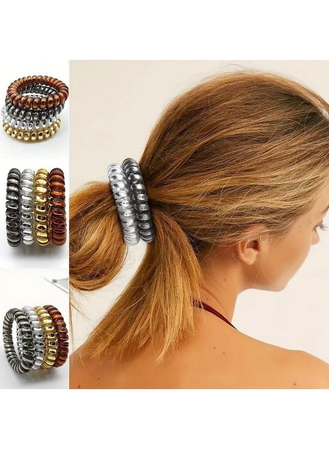 EPARTY 4 قطع أربطة شعر معدنية مرنة لتثبيت ذيل الحصان إكسسوارات موضة عصرية للحفلات بأسلوب أنيق أربطة حلزونية بألوان متعددة بدون تجاعيد مرنة بدون تجاعيد - Image 1