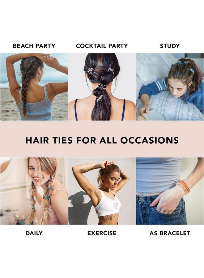 EPARTY 4 قطع أربطة شعر معدنية مرنة لتثبيت ذيل الحصان إكسسوارات موضة عصرية للحفلات بأسلوب أنيق أربطة حلزونية بألوان متعددة بدون تجاعيد مرنة بدون تجاعيد - Image 5