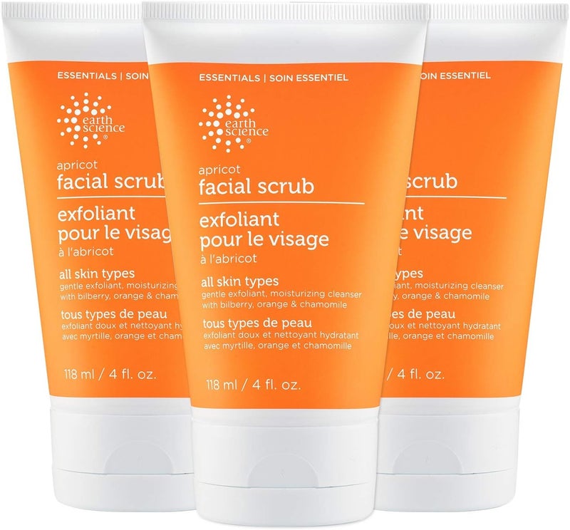 Earth Science Apricot Gentle Facial Scrub - 4 Ounce (Pack of 3) for All Skin Types - Image 1