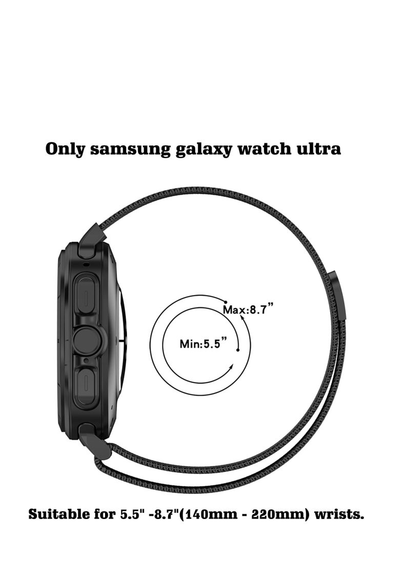 Generic - Compatible with Samsung Galaxy Watch 7 Ultra 47mm Band (2024) for Men Women Stainless Steel Magnetic Metal Milanese Loop Mesh Replacement Wristband (Silver) - Image 1