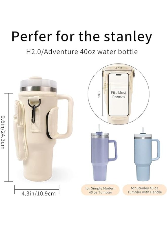 Beynant Water Bottle Holder With Strap for Stanley 40 oz Tumbler With Handle, With Cell Phone Pocket and Adjustable Shoulder Strap Tumbler Accessories for Stanley - Water Bottle Sleeve For Outdoors - Image 3