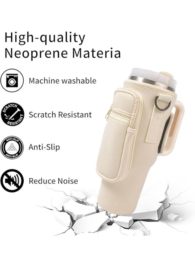 Beynant Water Bottle Holder With Strap for Stanley 40 oz Tumbler With Handle, With Cell Phone Pocket and Adjustable Shoulder Strap Tumbler Accessories for Stanley - Water Bottle Sleeve For Outdoors - Image 2