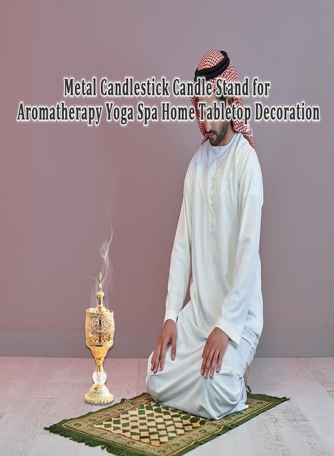 Hitopin Gold Incense Burner Holder, Arabic Incense Burner with Tongs, Metal Vintage-Incense-Burners, for Aromatherapy Yoga Spa, Home Table Decoration, Ramadan Decorations, Gold - Image 4