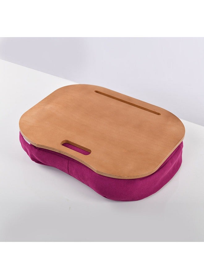 Mazajy Home Lazylap – Fushia Fabric Cushioned Lap Desk with Beech Wood Top – Fits Laptops up to 17” – Tablet/Phone Slot – Portable Design - Image 4