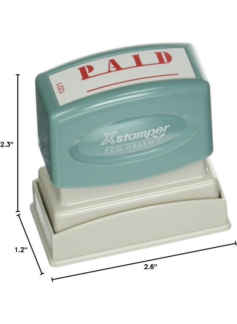 Xstamper(R) One-Color Title Stamp, Pre-Inked, "Paid", Eco Greeen, Box 1 (XST1221) , Red - Image 3