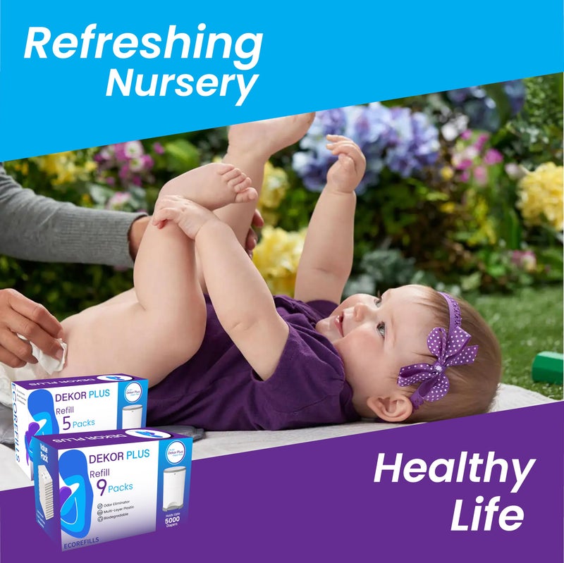 ECOREFILLS ECO-REFILLS Diaper Pail Refills - Fits Dekor PLUS Extra Thick, Powerful Odor Elimination & Fresh Powder Scent | Easy to Replace and Dispose of Diaper Bag 9 Count (Pack of 1) - Image 4