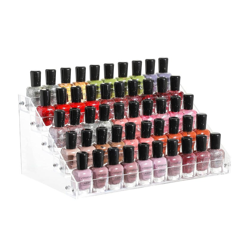 Cq acrylic Clear Nail Polish Organizers And Storage5 Layer Nail Polish Rack Tabletop Display Stand Holds Up to 45 Bottles Acrylic 5 Tier Essential Oils Holder For Professional Nail Salon - Image 1