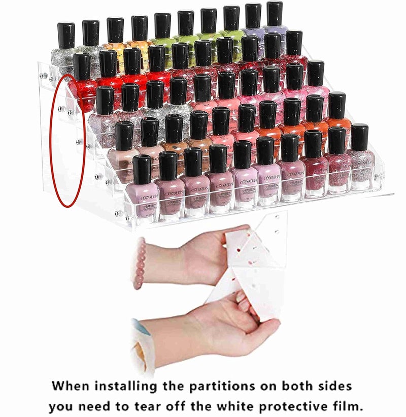 Cq acrylic Clear Nail Polish Organizers And Storage5 Layer Nail Polish Rack Tabletop Display Stand Holds Up to 45 Bottles Acrylic 5 Tier Essential Oils Holder For Professional Nail Salon - Image 4