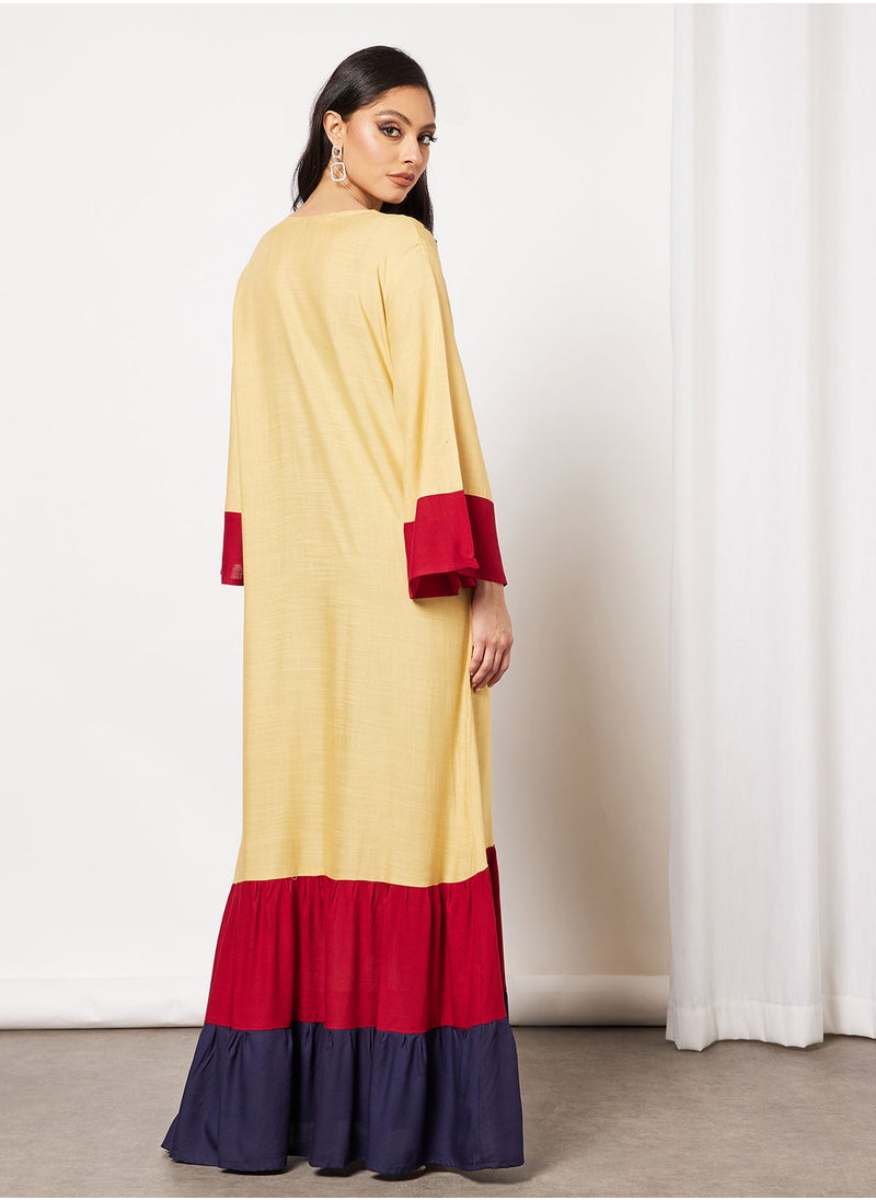 HANA & SARA - Women's Casual Flower Embroidered Jalabiya - Image 1