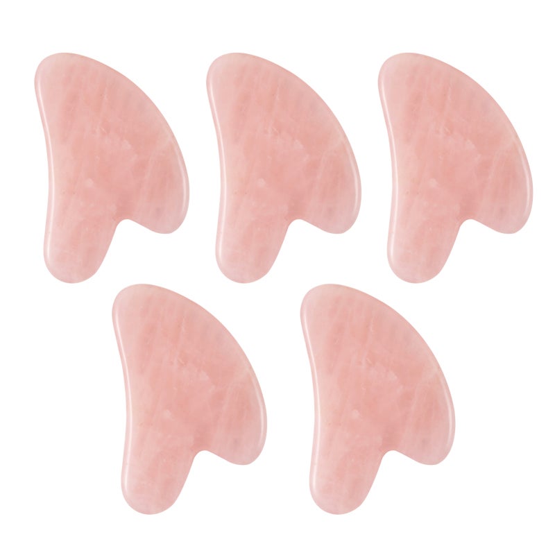 Pink Rose Quartz Gua Sha - V-Shaped Natural Stone Facial Massager: Anti-Aging Skin Care Tool for Face Neck Body Relaxation & Wellness - Image 2