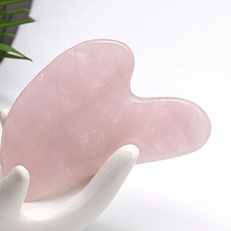 Pink Rose Quartz Gua Sha - V-Shaped Natural Stone Facial Massager: Anti-Aging Skin Care Tool for Face Neck Body Relaxation & Wellness - Image 1