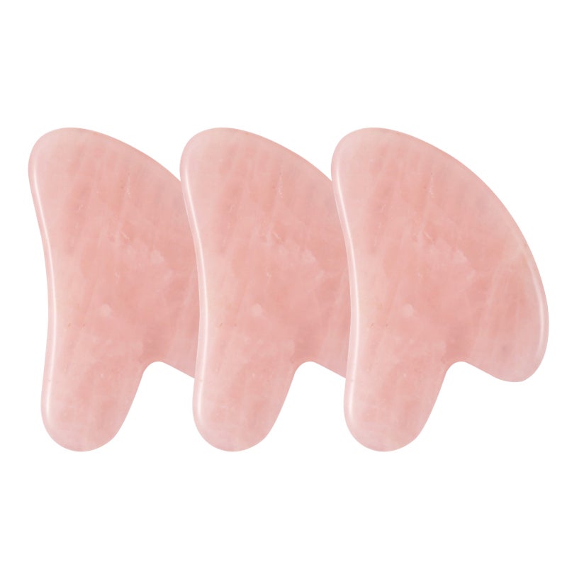 Pink Rose Quartz Gua Sha - V-Shaped Natural Stone Facial Massager: Anti-Aging Skin Care Tool for Face Neck Body Relaxation & Wellness - Image 3