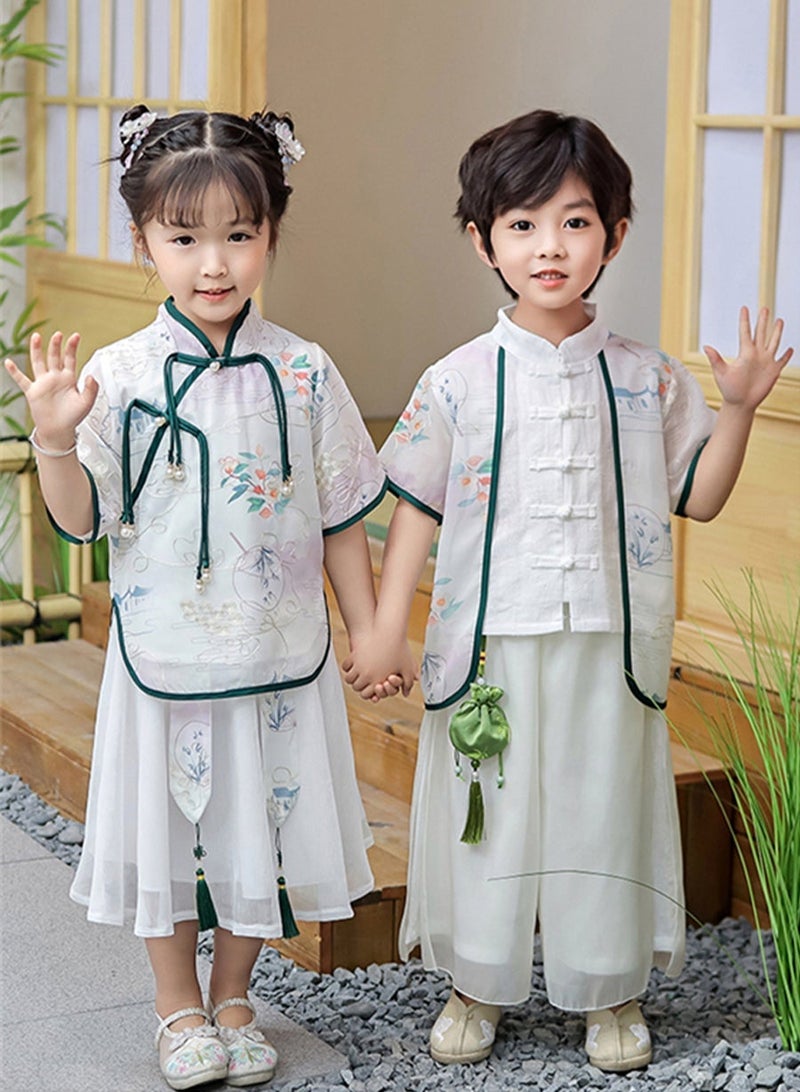 Girls' Hanfu Chinese Style Set white Shirt and Skirt Two-piece Suits Spring And Autumn New Children's Tang Dynasty Fashion Clothes - Image 3